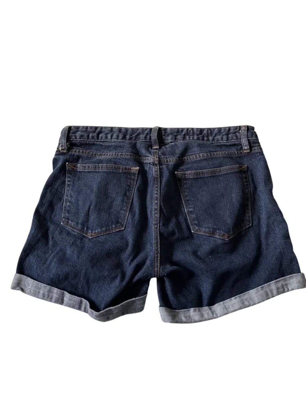Gap 1969 Real Straight Denim Shorts 31 Indigo Rinse Mid Rise Cuffed Stretch